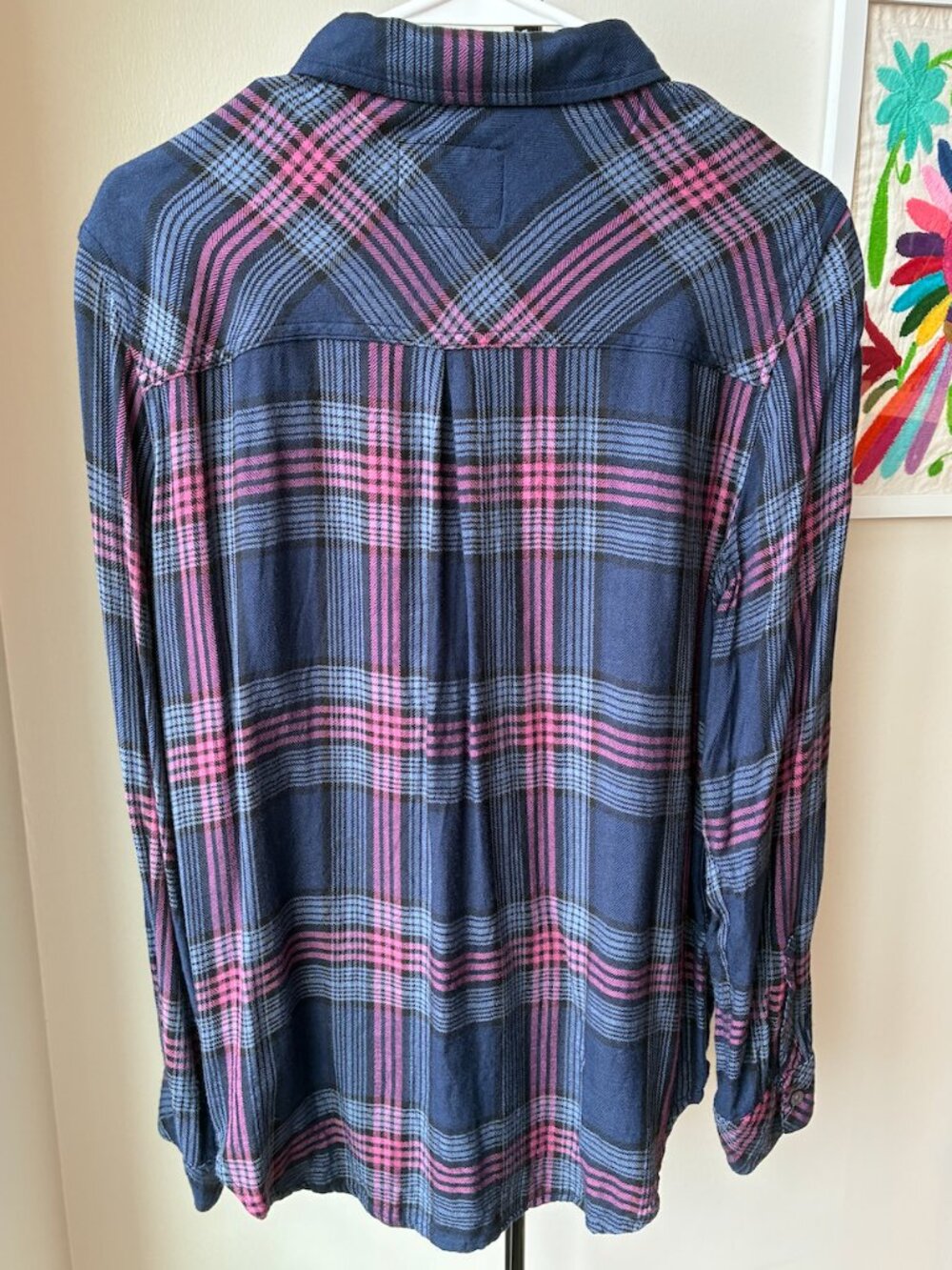Rails Hunter Plaid Long Sleeve Shirt in Navy Rose Astor - Size M - Picture 6 of 14